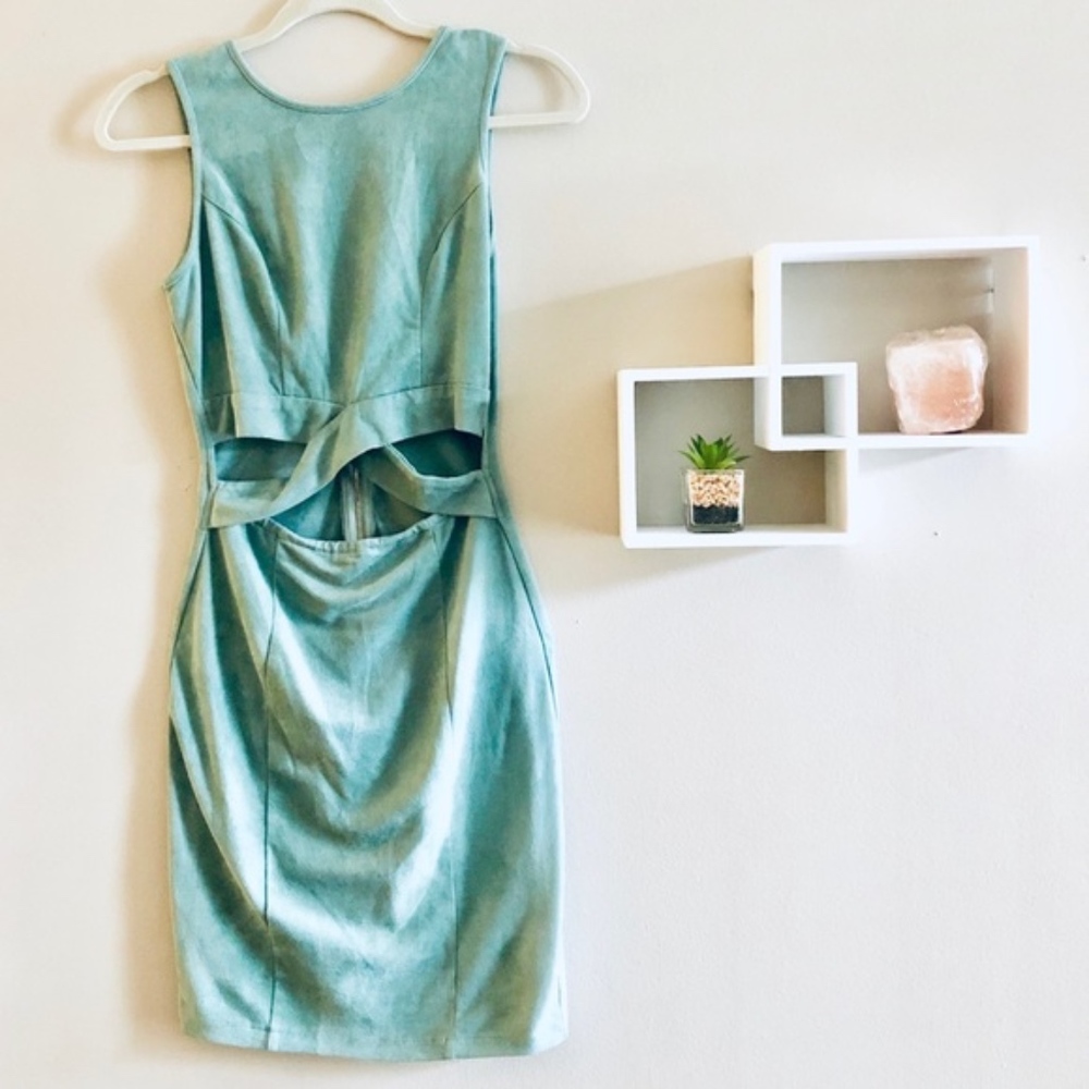 Windsor Teal Green Suede Bodycon Dress